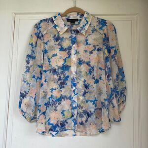 NEW Without Tag Lightweight Floral Balloon Sleeve Blouse By Sanctuary